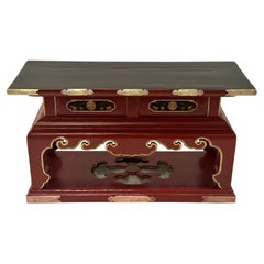 Antique Chinese Red & Black Lacquer Altar Table