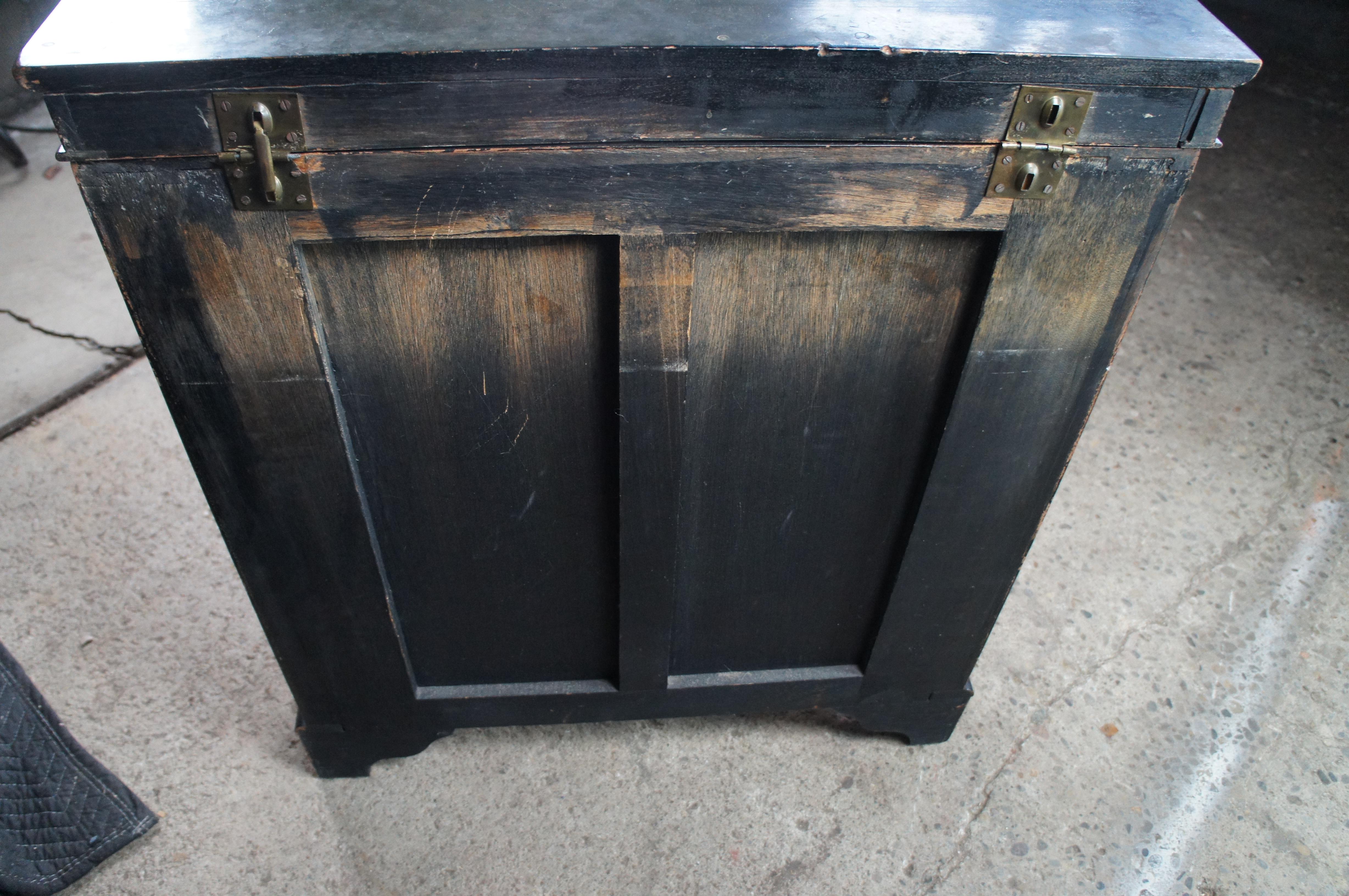 Chinese Red & Black Lacquer Figural Soapstone Dry Bar Cabinet Chinoiserie For Sale 10