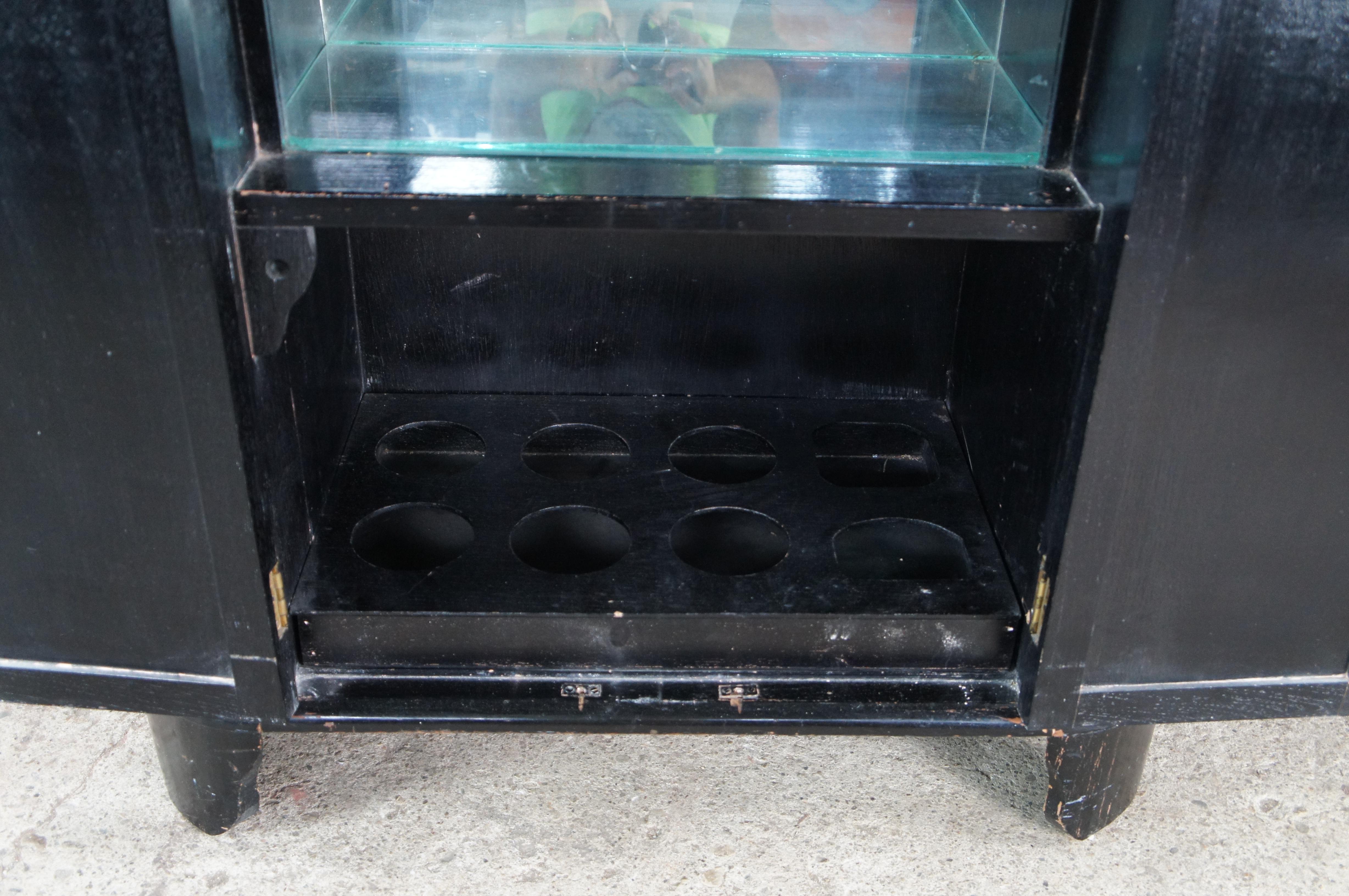 Chinese Red & Black Lacquer Figural Soapstone Dry Bar Cabinet Chinoiserie For Sale 5