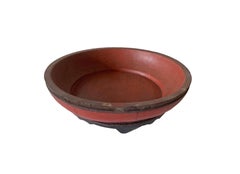 Chinese Red & Black Lacquer Wood Bowl, Mid-20th Century