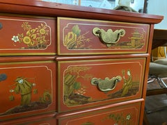 Chinese Red Chinoiserie Chest of Drawers by Baker Furniture, circa 1970s