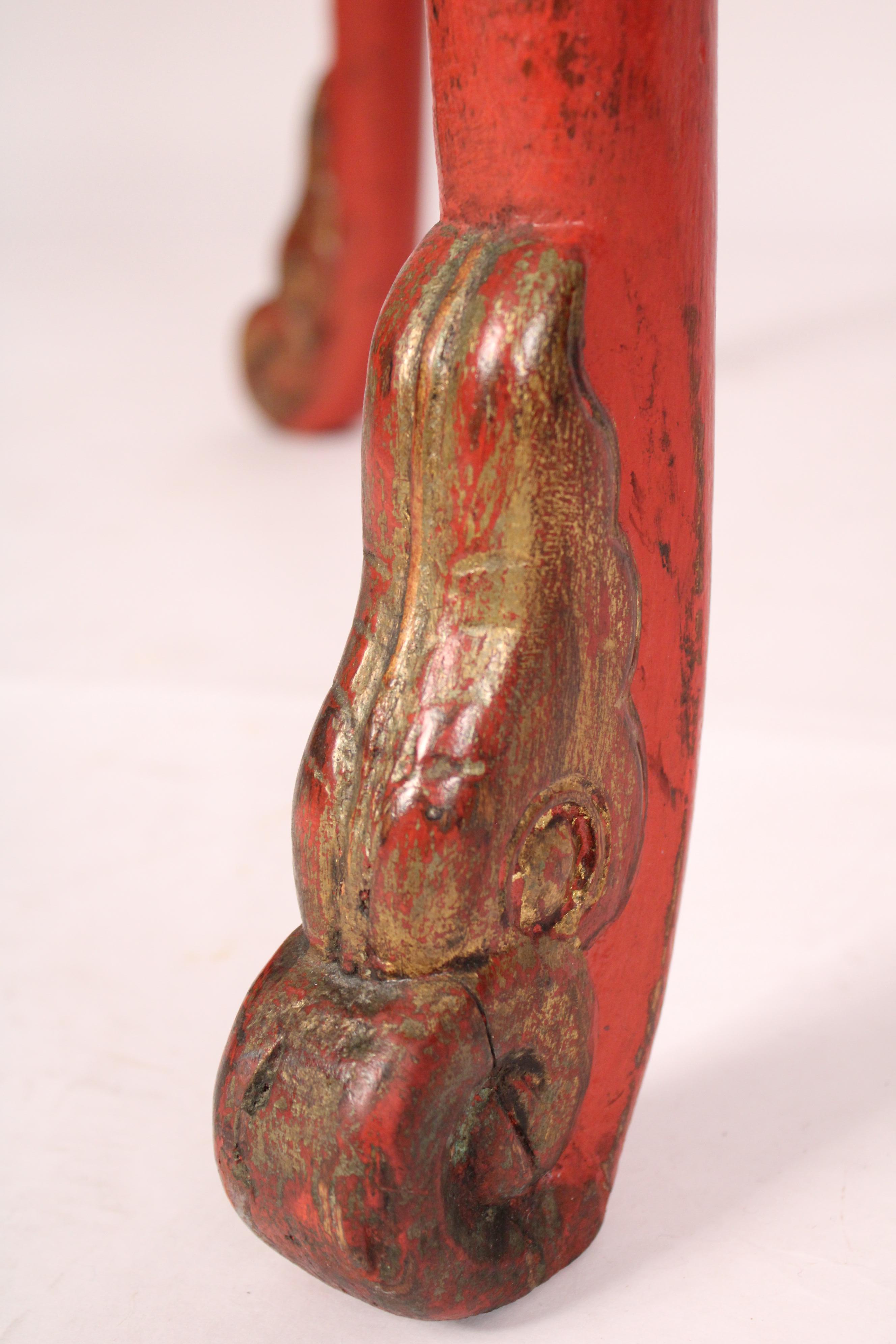 Tavolo consolle Demi Lune decorato con cineserie rossa cinese in vendita 4