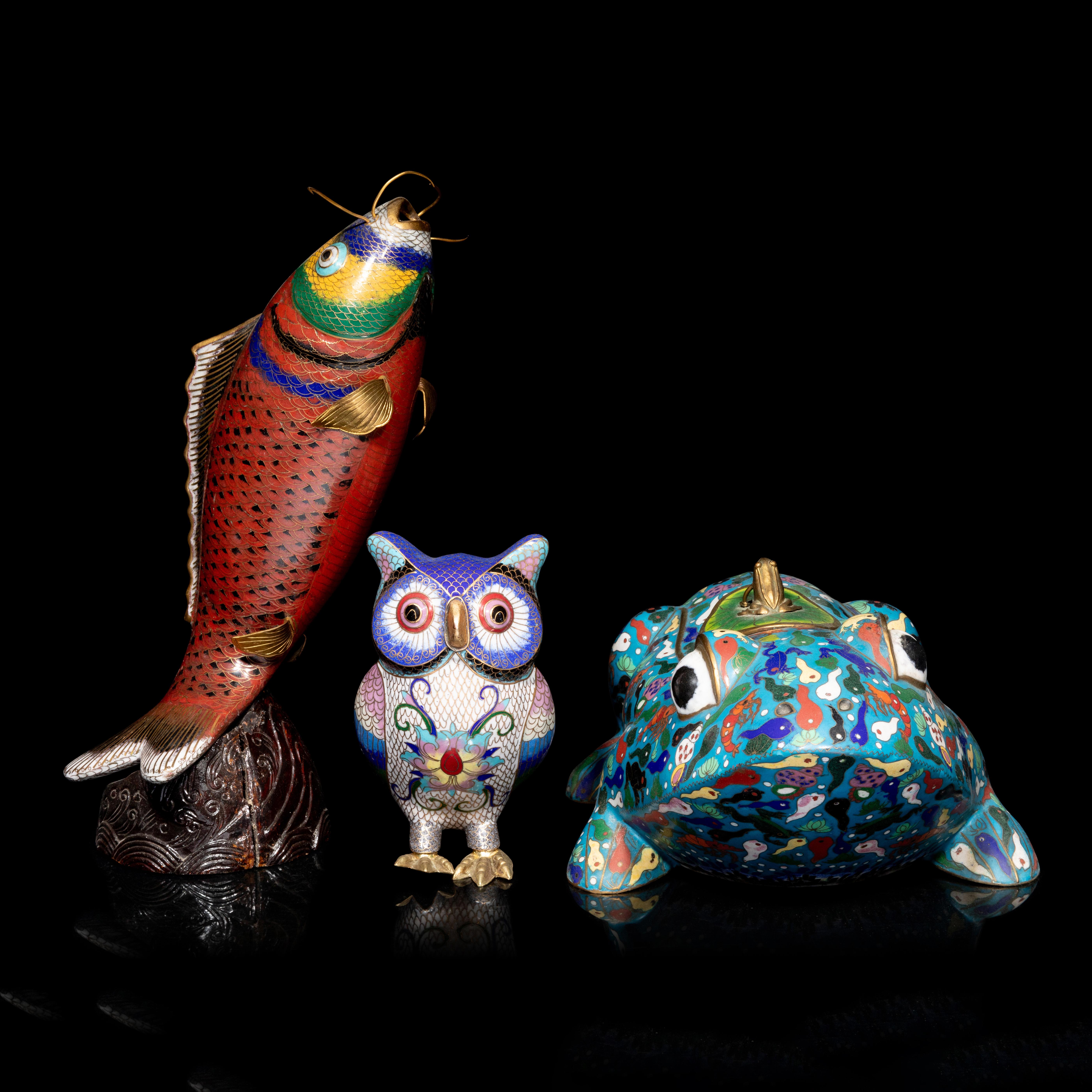 Cloissoné Chinese Red Cloisonné Koi Fish Sculpture