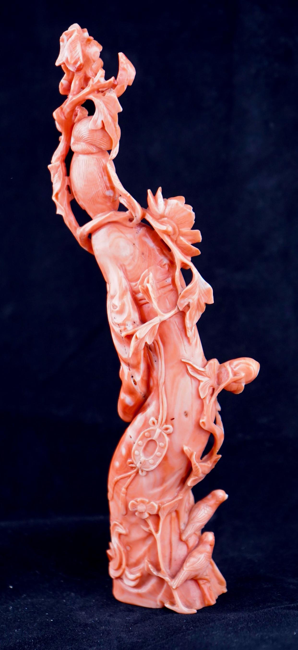 Chinese Export Chinese Red Coral Carving of Female Figure Qing Dynasty For Sale