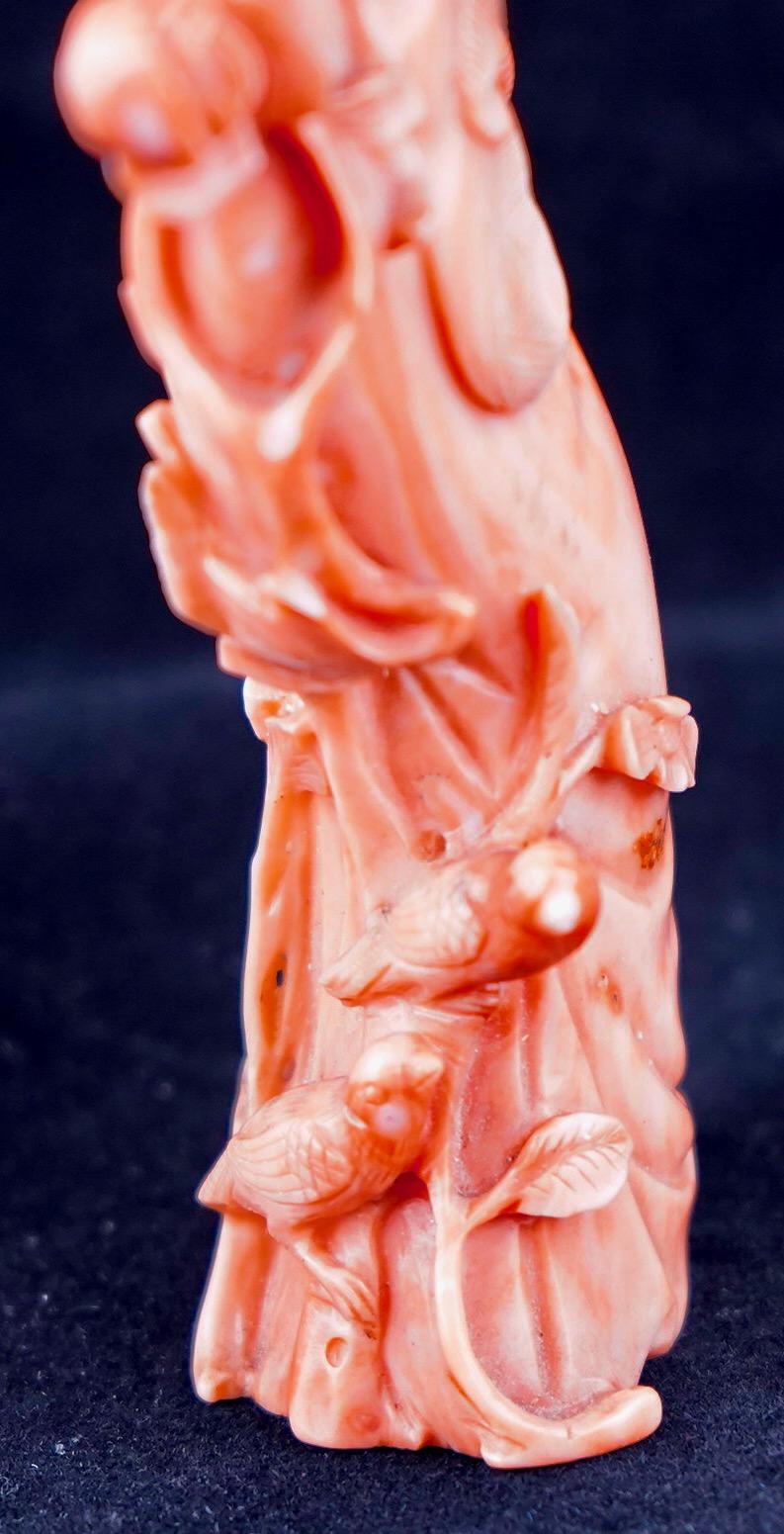 Chinese Red Coral Carving of Female Figure Qing Dynasty In Good Condition For Sale In Gainesville, FL