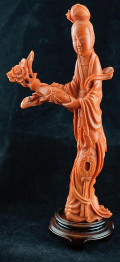 Chinese Red Coral Female Figure 19th Century