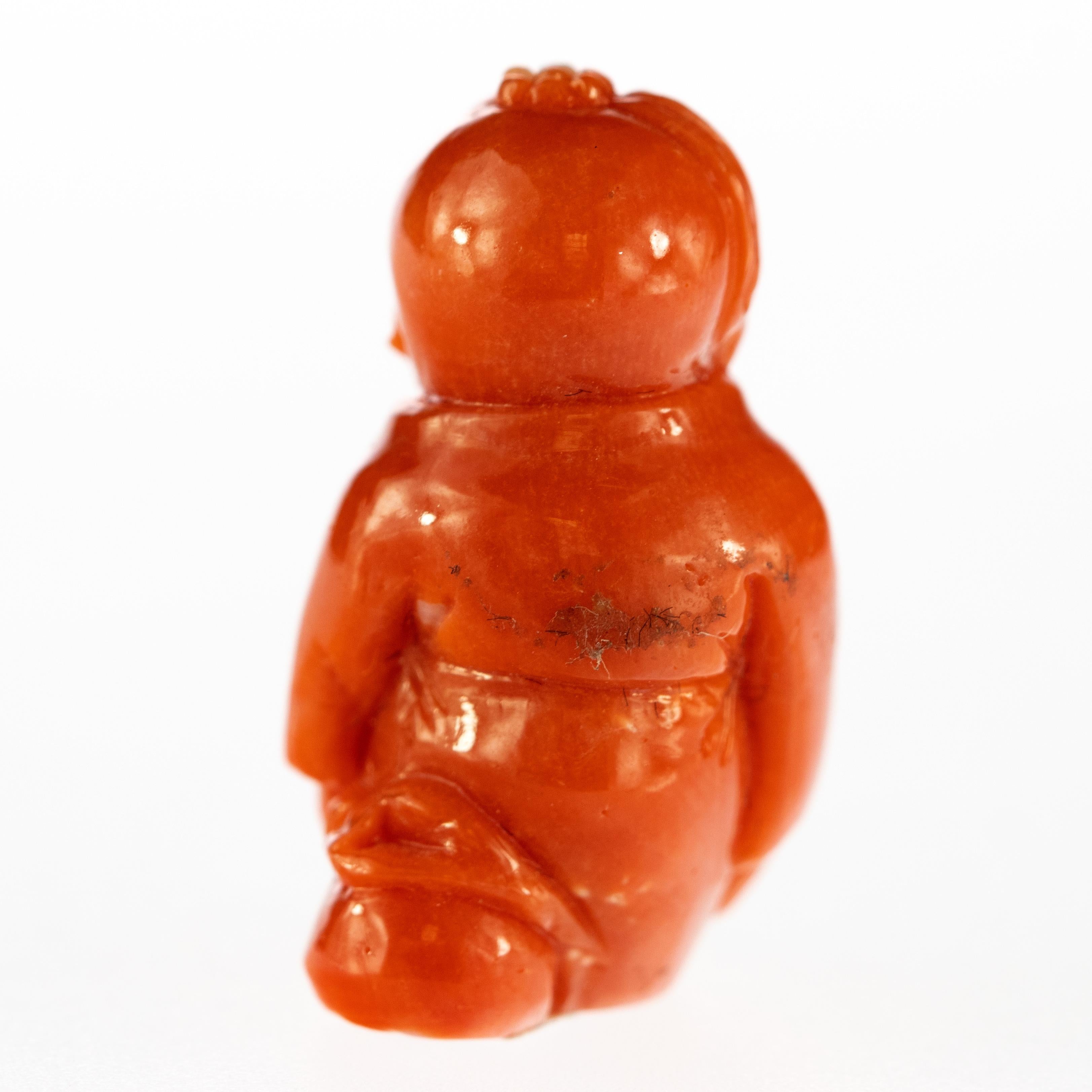 Taiwanese Chinese Red Coral Monk Hand Carved Asian Art Taiwan Statue Sculpture For Sale