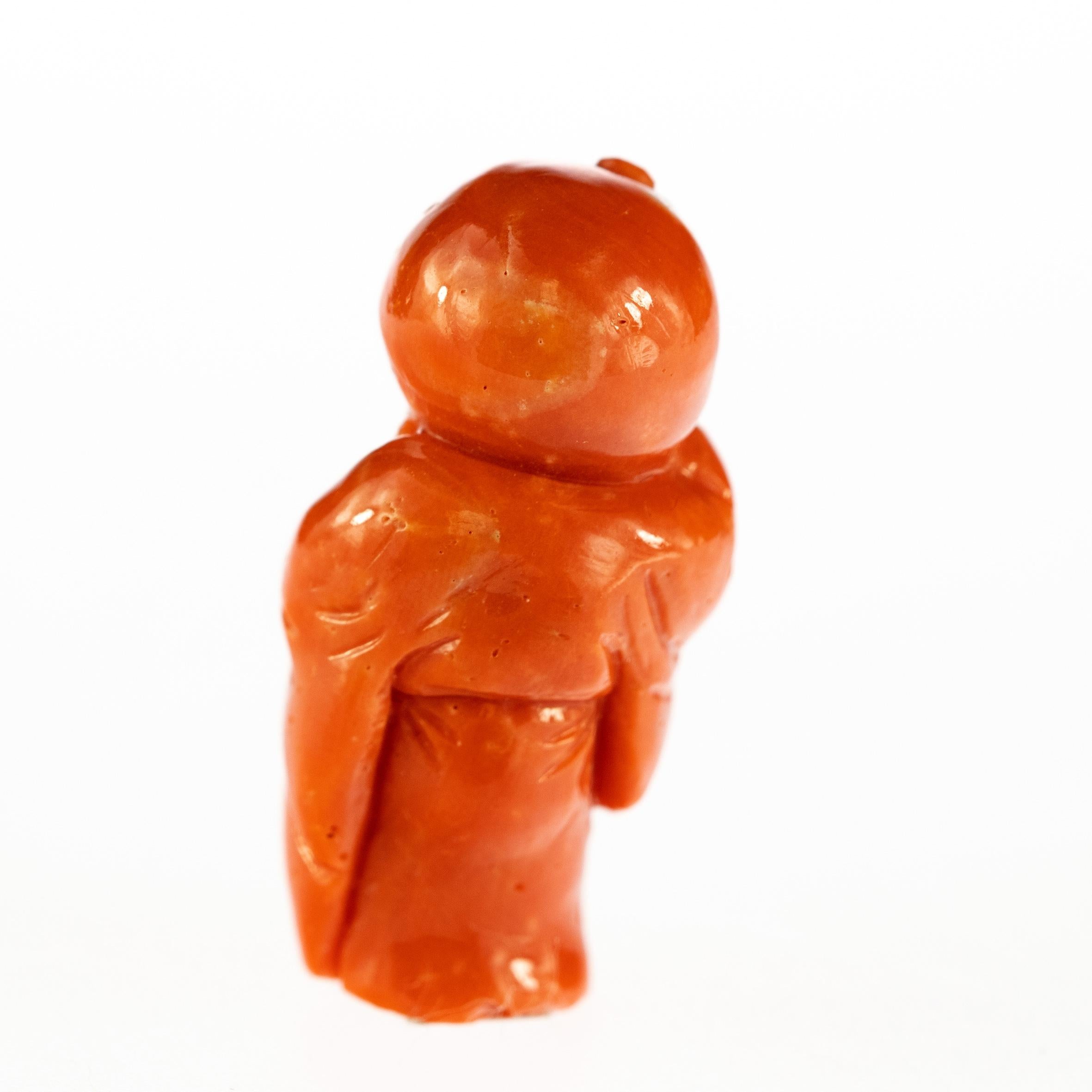 Taiwanese Chinese Red Coral Monk Hand Carved Asian Art Taiwan Statue Sculpture For Sale