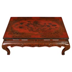 Chinese Red Dragon Motif Coromandel Lacquer Coffee Table