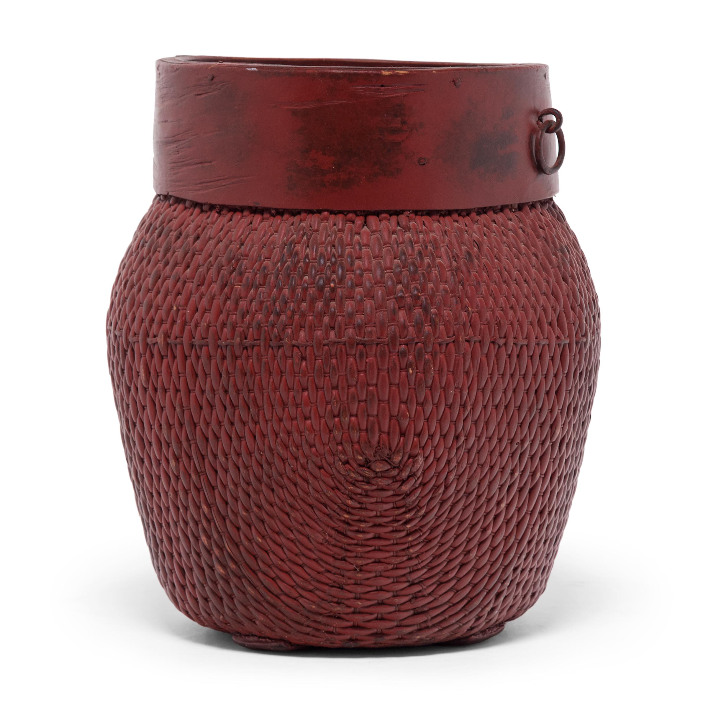 Rustic Chinese Red Fisherman's Basket, c. 1900