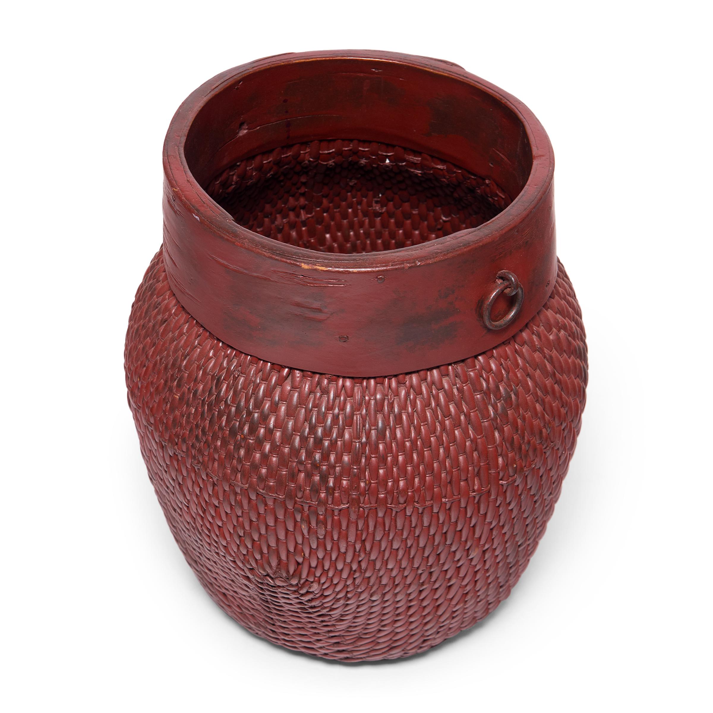 Painted Chinese Red Fisherman's Basket, c. 1900
