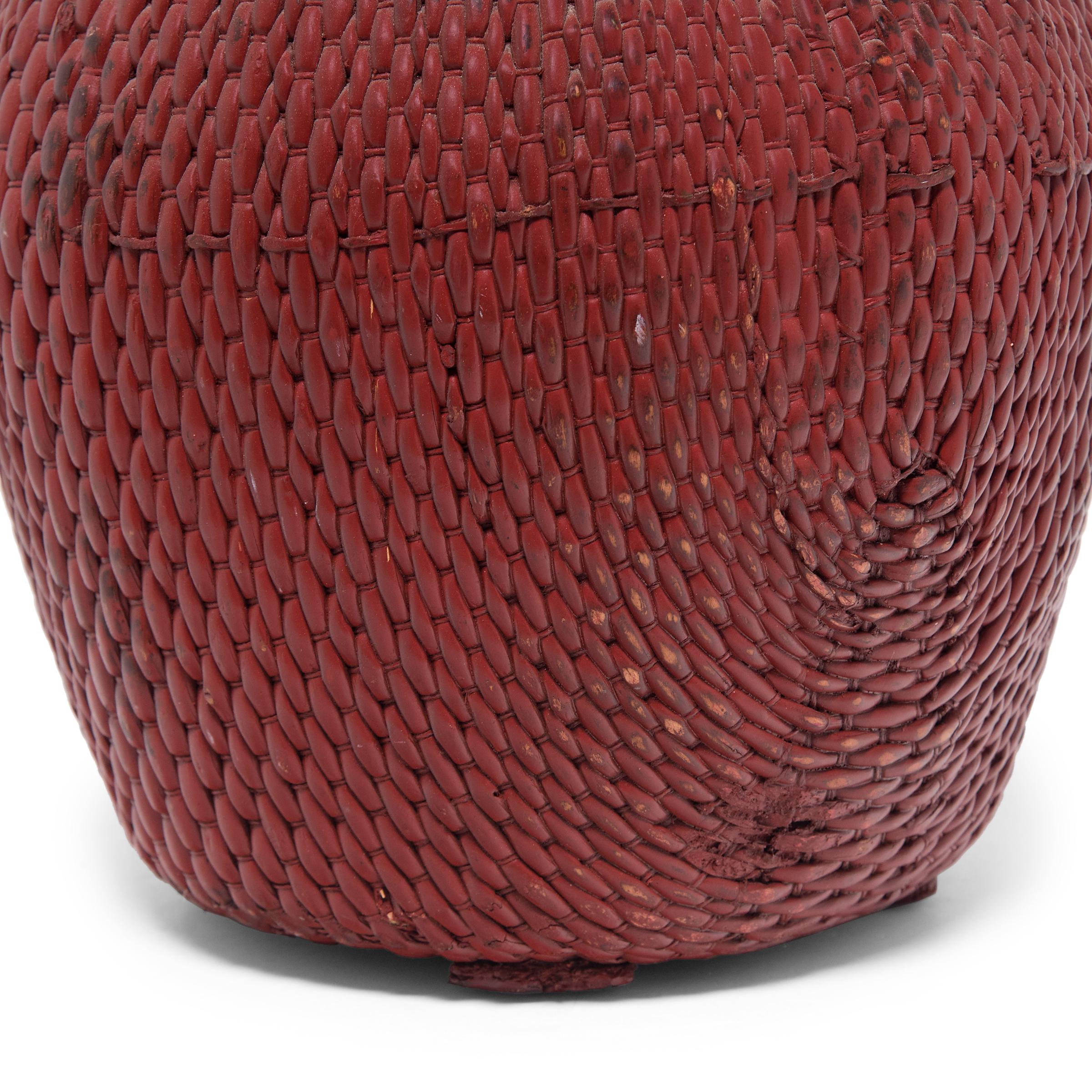20th Century Chinese Red Fisherman's Basket, c. 1900
