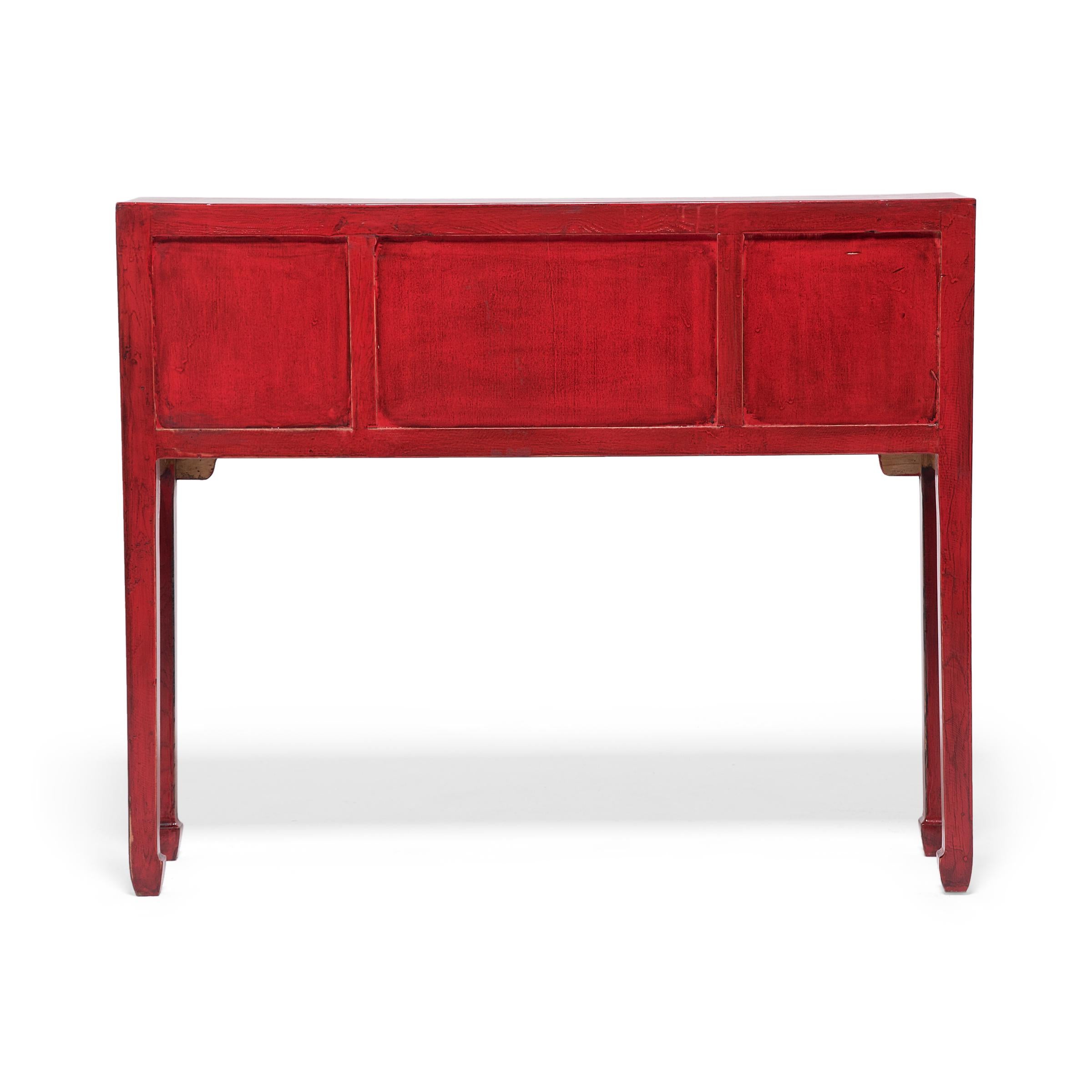 Lacquered Chinese Red Lacquer Altar Coffer