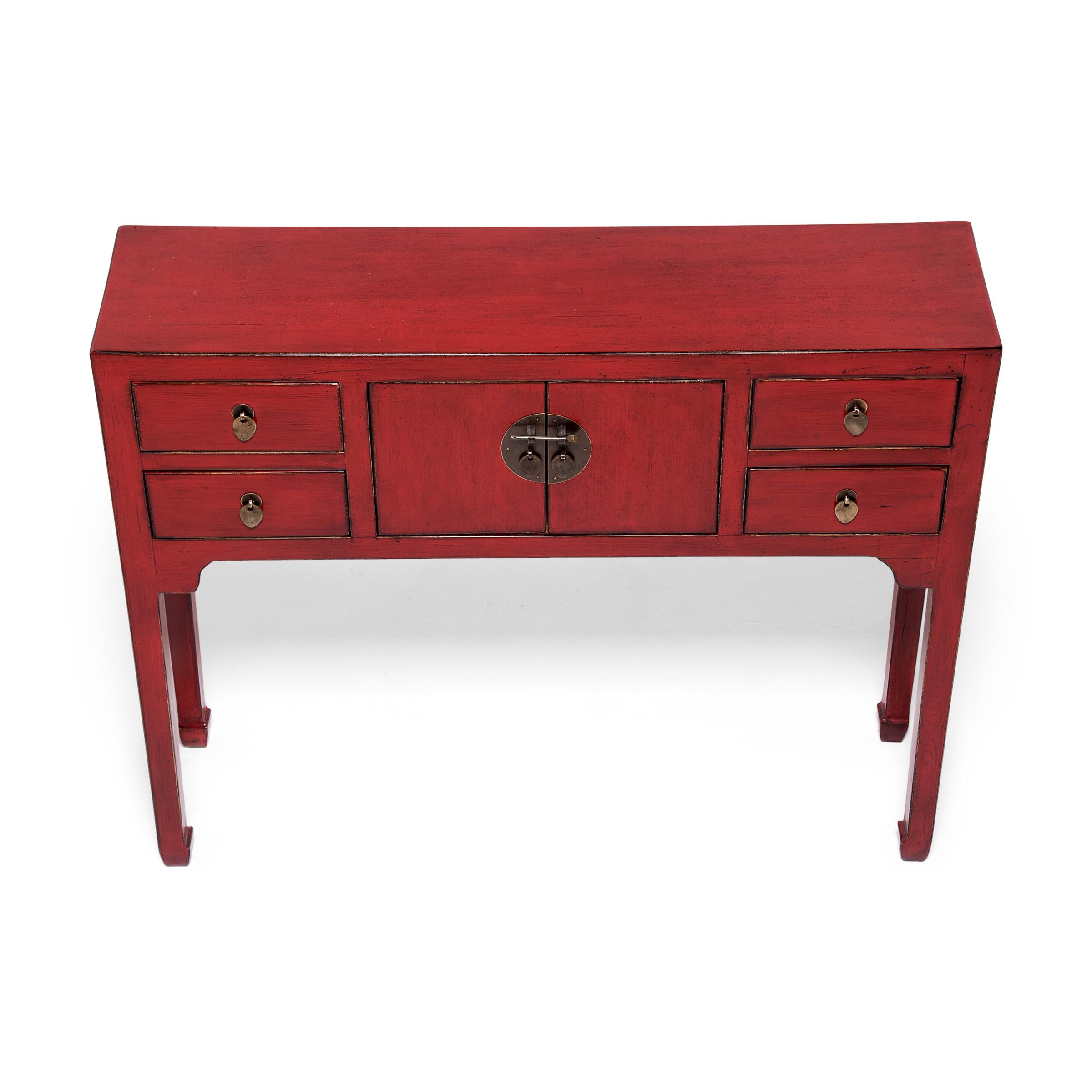 Contemporary Chinese Red Lacquer Altar Coffer