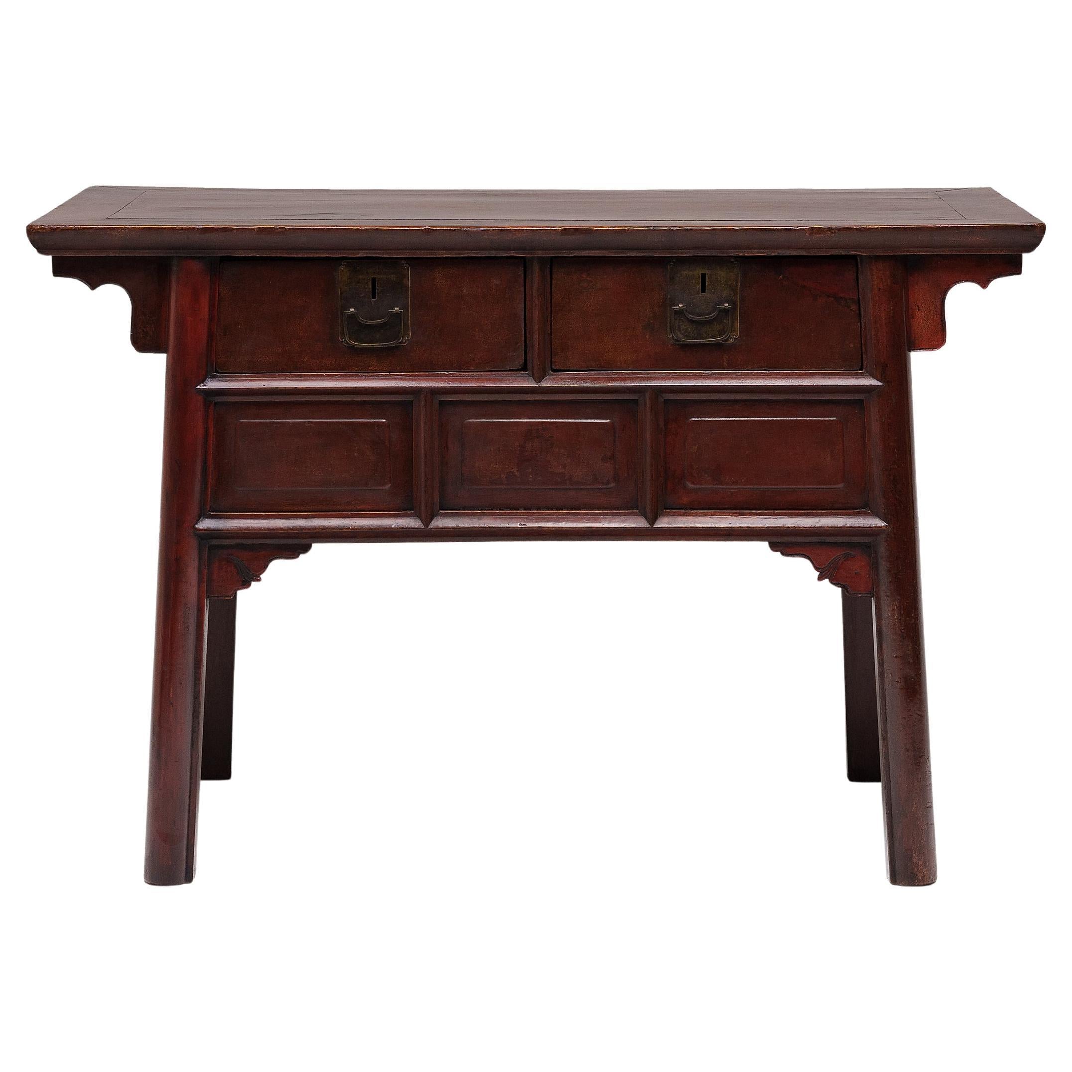 Chinese Red Lacquer Altar Console Table, c. 1900 For Sale