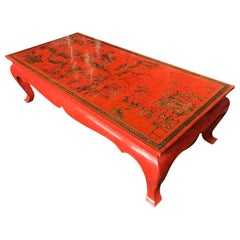Vintage Chinese Red Lacquer and Gilt Low Coffee Table