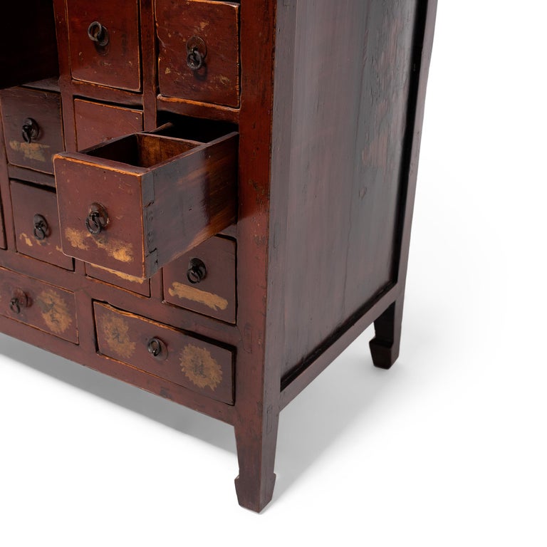 Chinese Red Lacquer Apothecary Cabinet, c. 1850 1