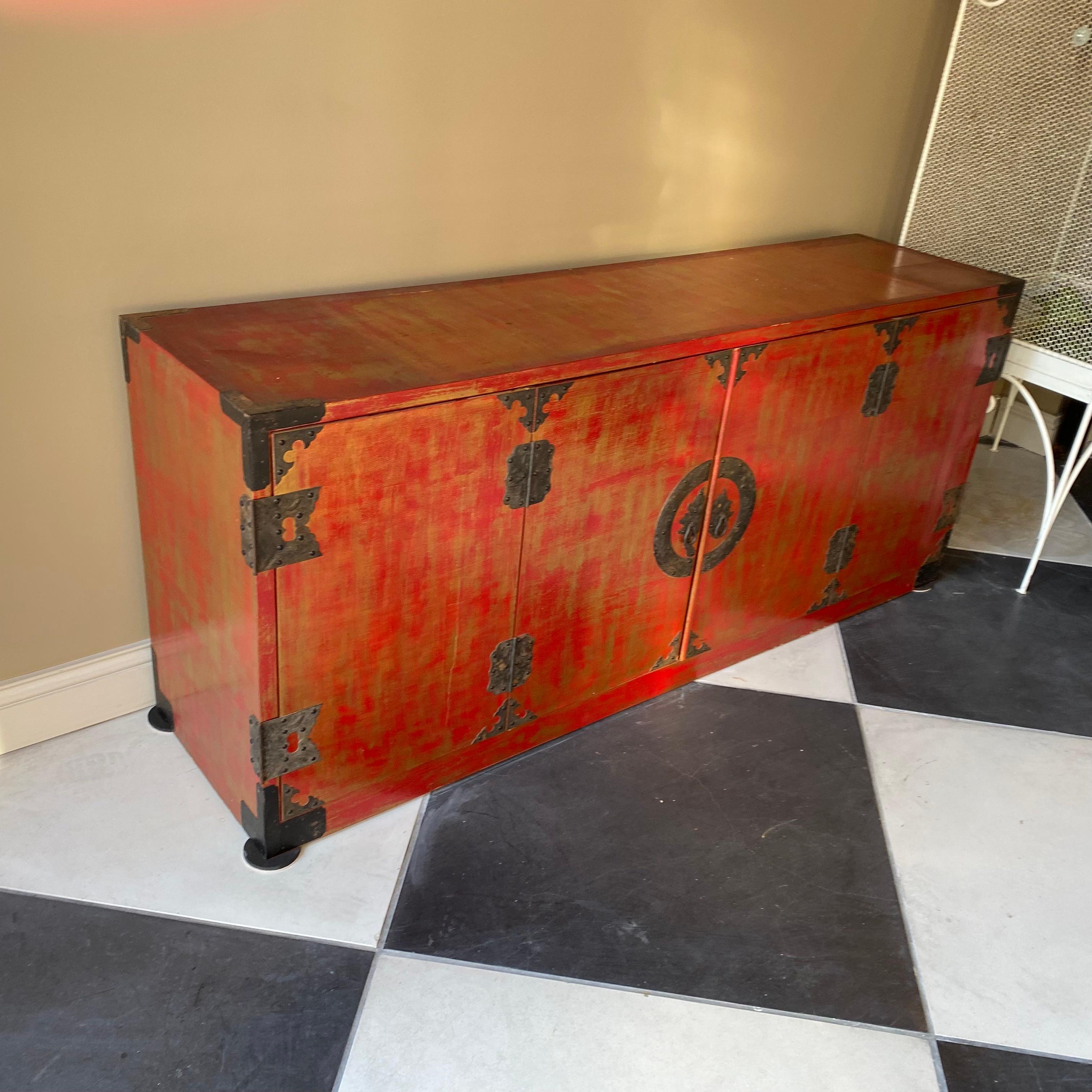 Chinese Export Chinese Red Lacquer Buffet/ Sideboard For Sale