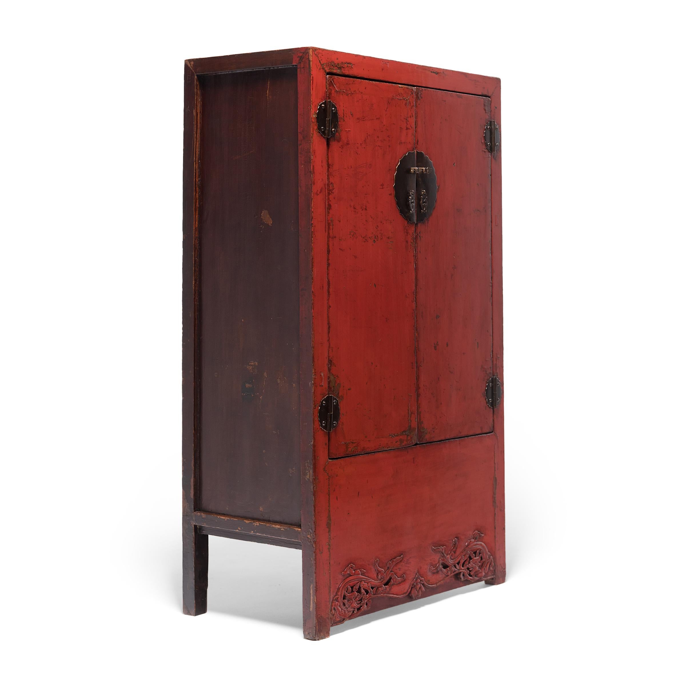 Lacquered Chinese Red Lacquer Cabinet, c. 1850
