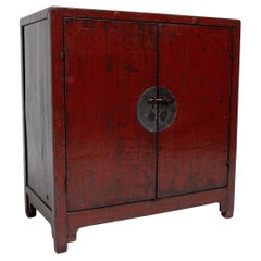 Antique Chinese Red Lacquer Cabinet, c. 1850