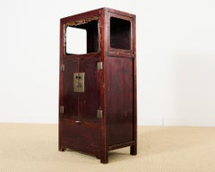 Chinese Red Lacquer Cabinet with Display Shelf
