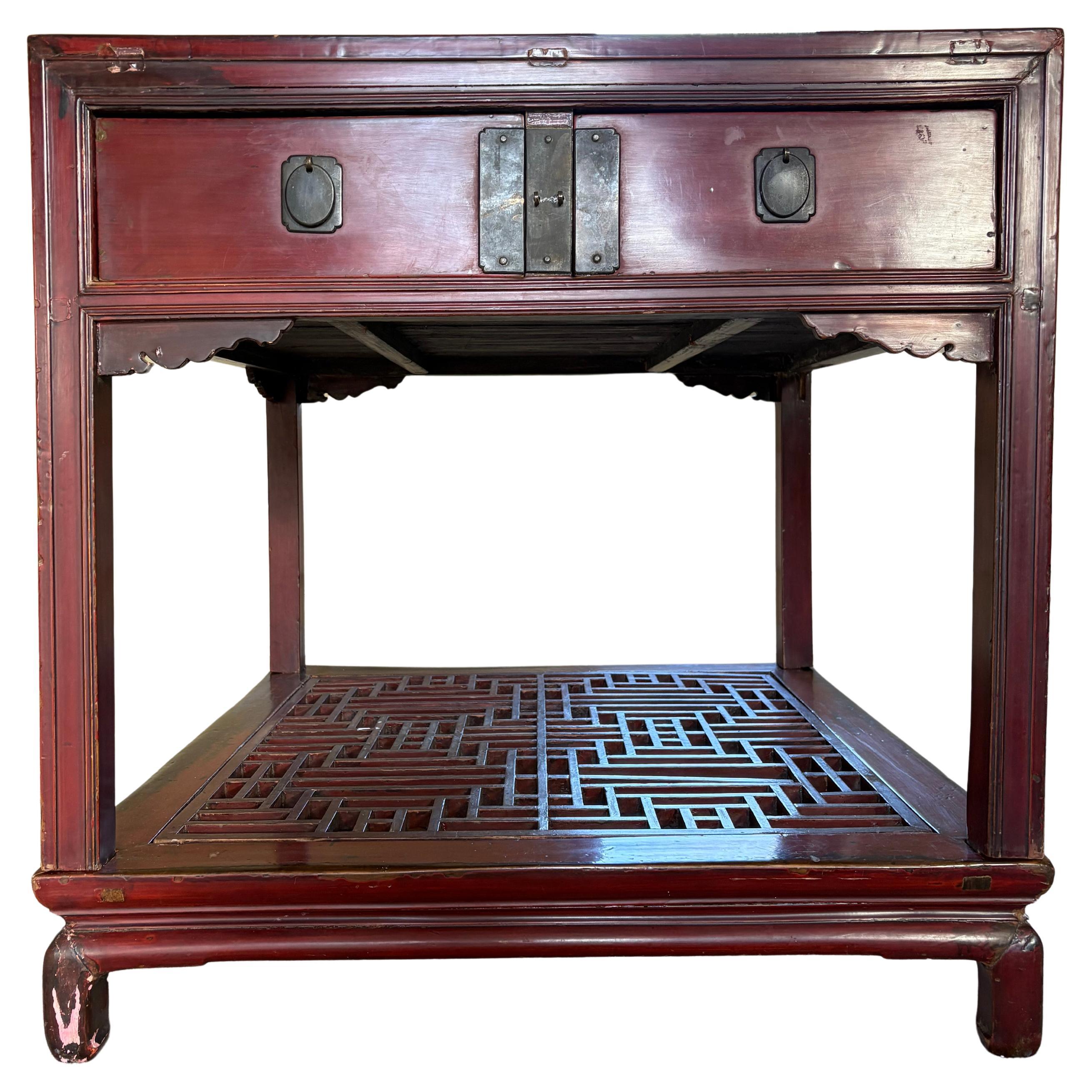 Chinese red lacquer centre table c1900 For Sale