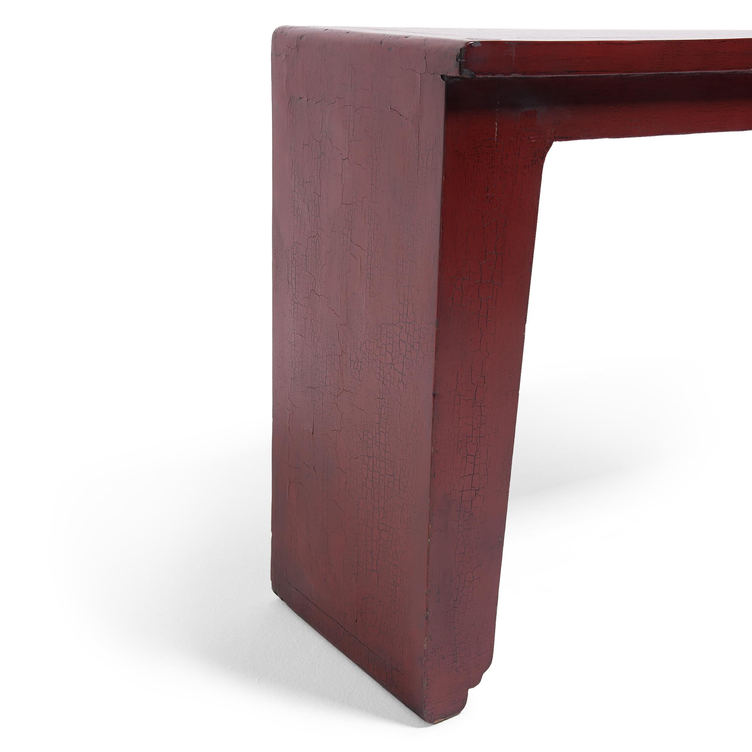 Elm Chinese Red Lacquer Console Table, c. 1900