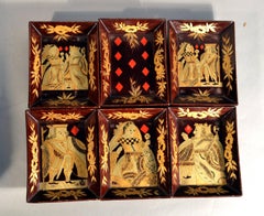 Chinesische Spielschachtel mit rotem Lacküberzug und Innenfächern & Schachteln:: ca. 1825-1850