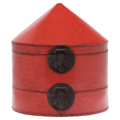 Chinese Red Lacquer Double Hat Box, c. 1850