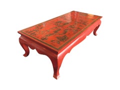 Chinese Red Lacquer and Gilt Low Coffee Table