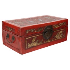 Chinese Red Lacquer Hide Box, c. 1880