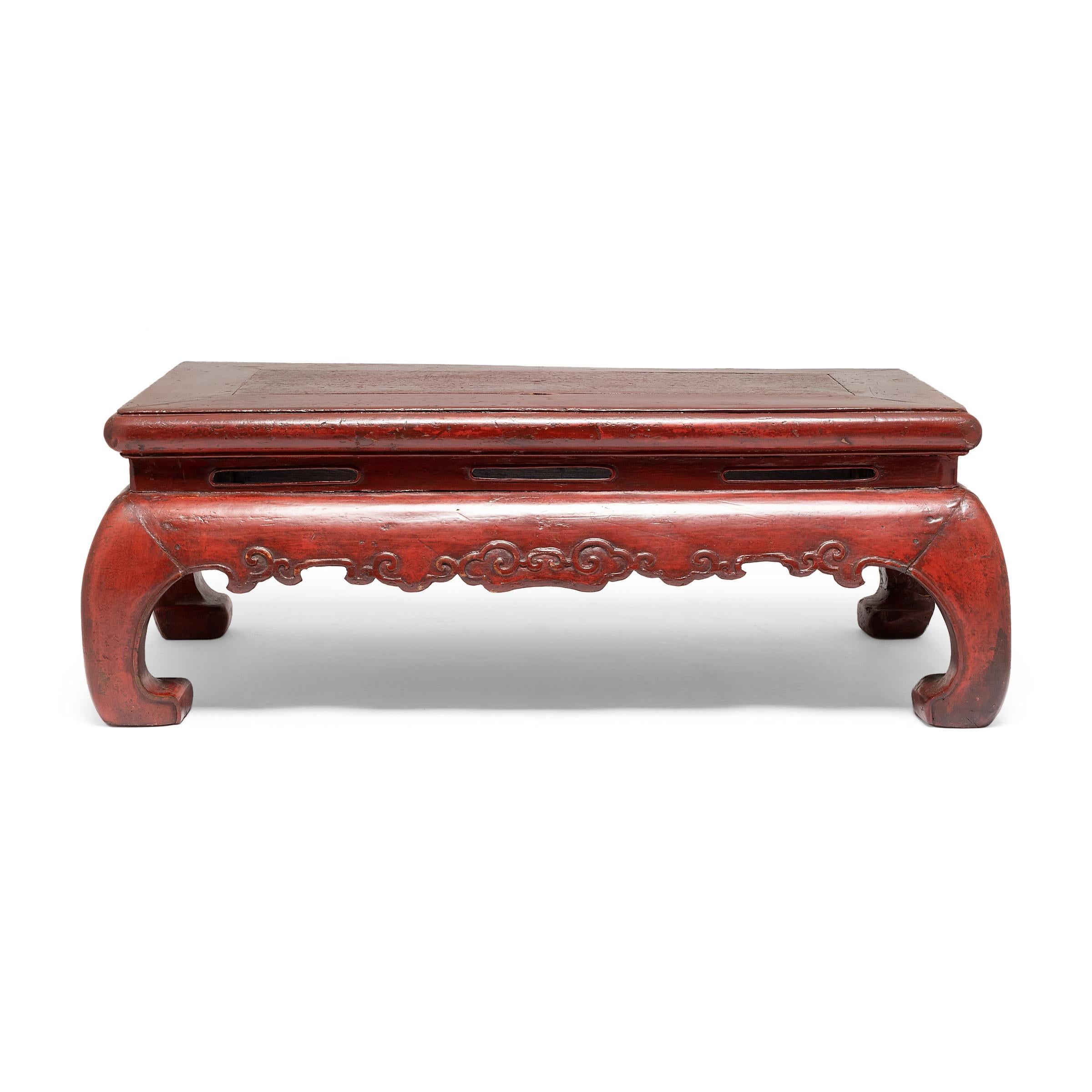 Lacquered Chinese Red Lacquer Kang Table, c. 1900