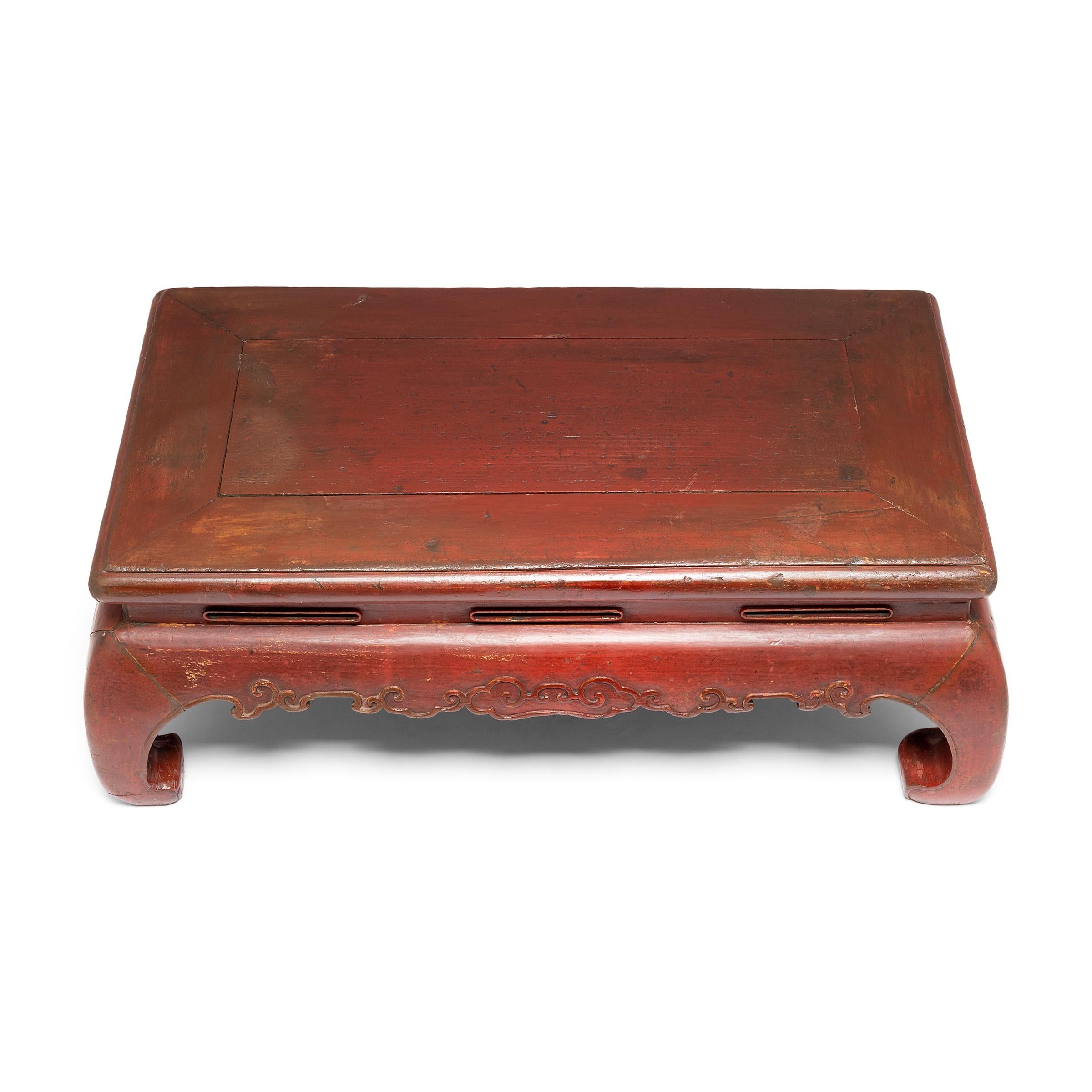 Chinese Red Lacquer Kang Table, c. 1900 In Fair Condition In Chicago, IL