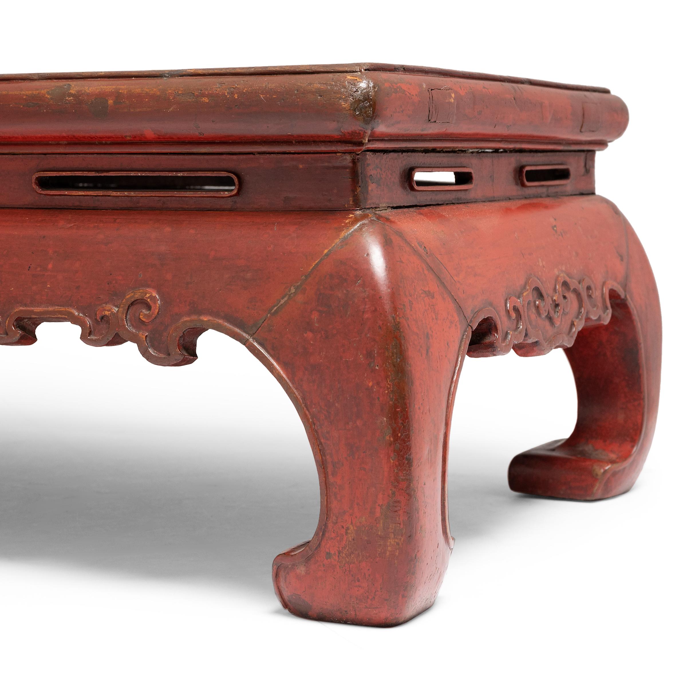 20th Century Chinese Red Lacquer Kang Table, c. 1900