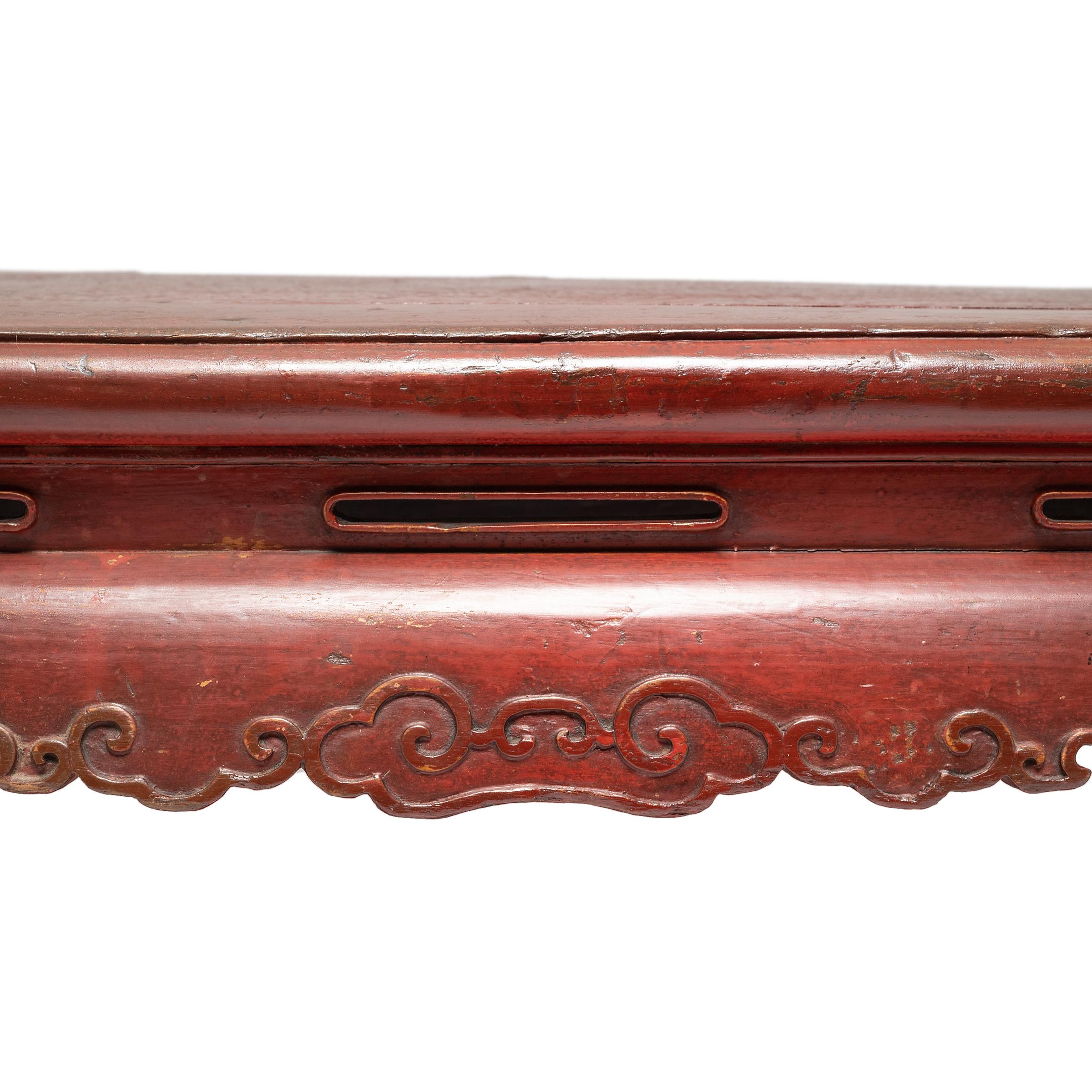 Wood Chinese Red Lacquer Kang Table, c. 1900