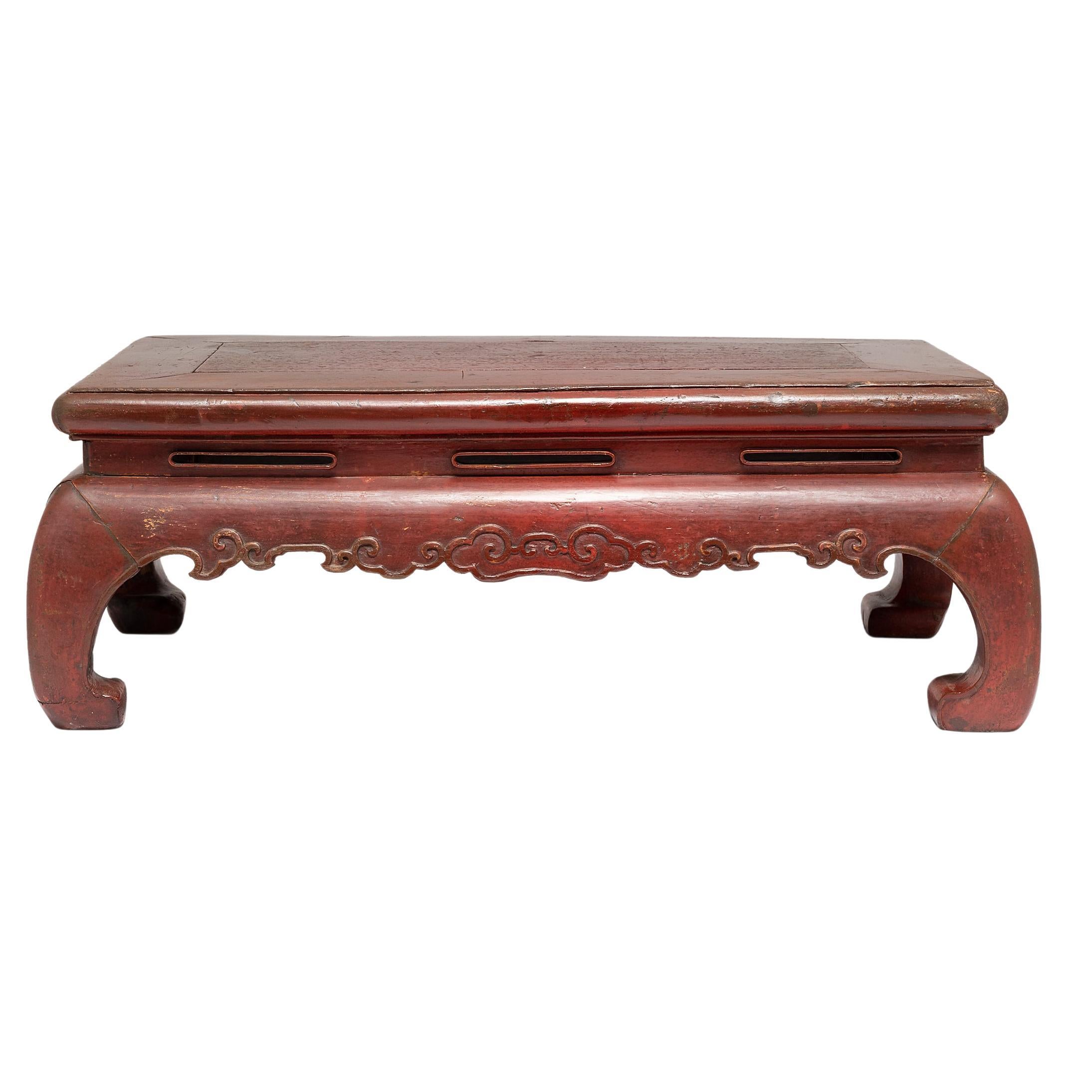 Chinese Red Lacquer Kang Table, c. 1900