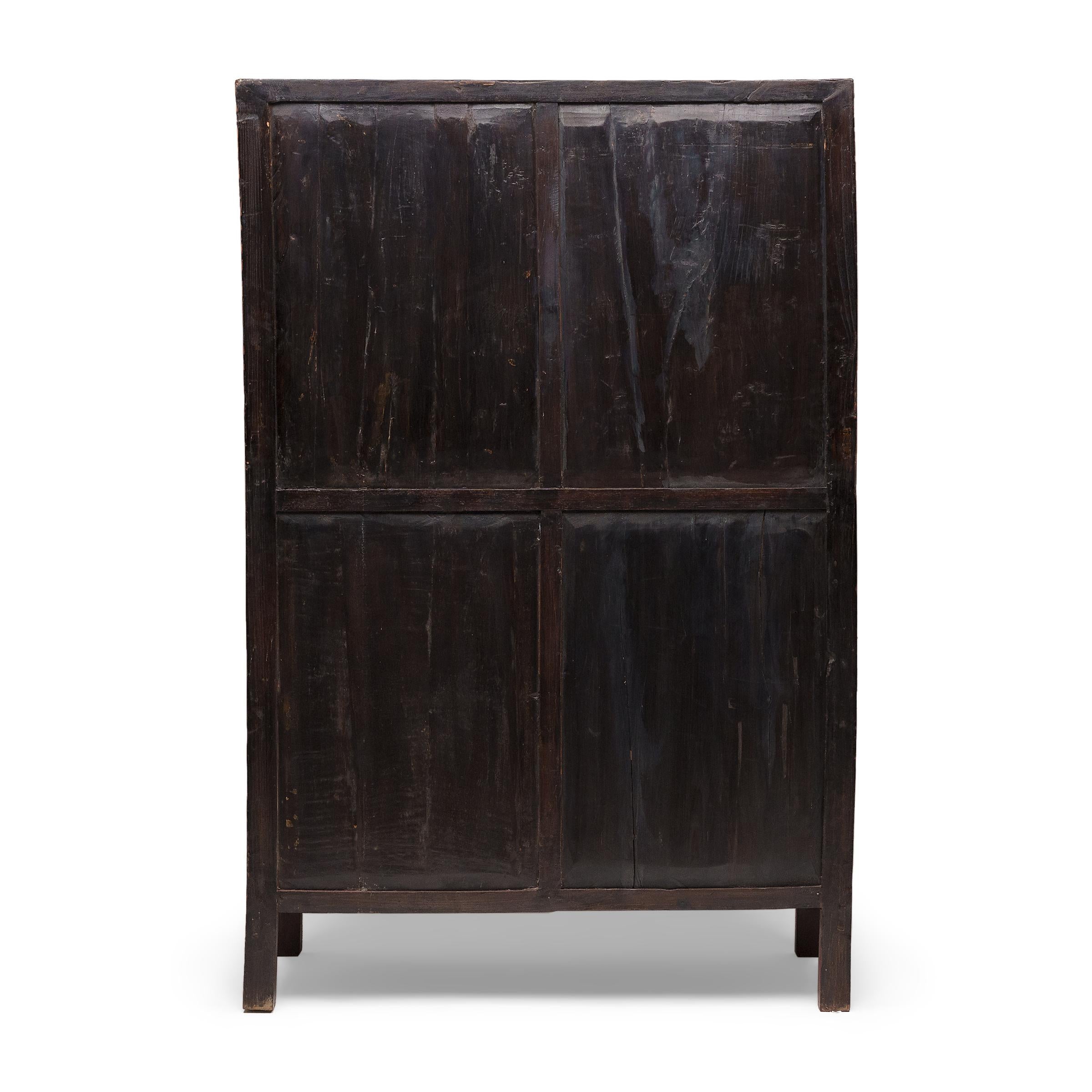Chinese Red Lacquer Medicine Cabinet, c. 1850 In Good Condition For Sale In Chicago, IL
