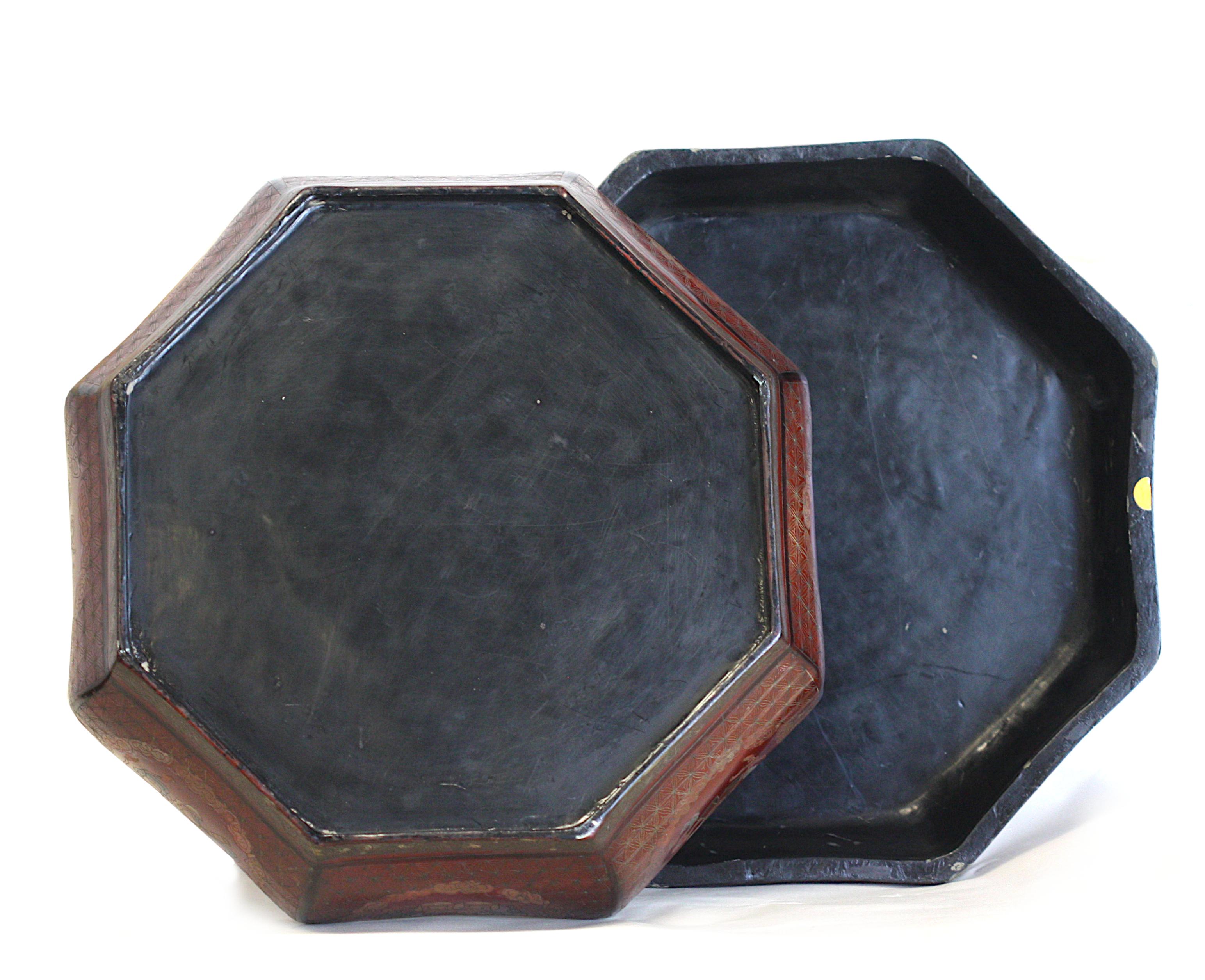 Other Chinese Red Lacquer Octagonal Box For Sale