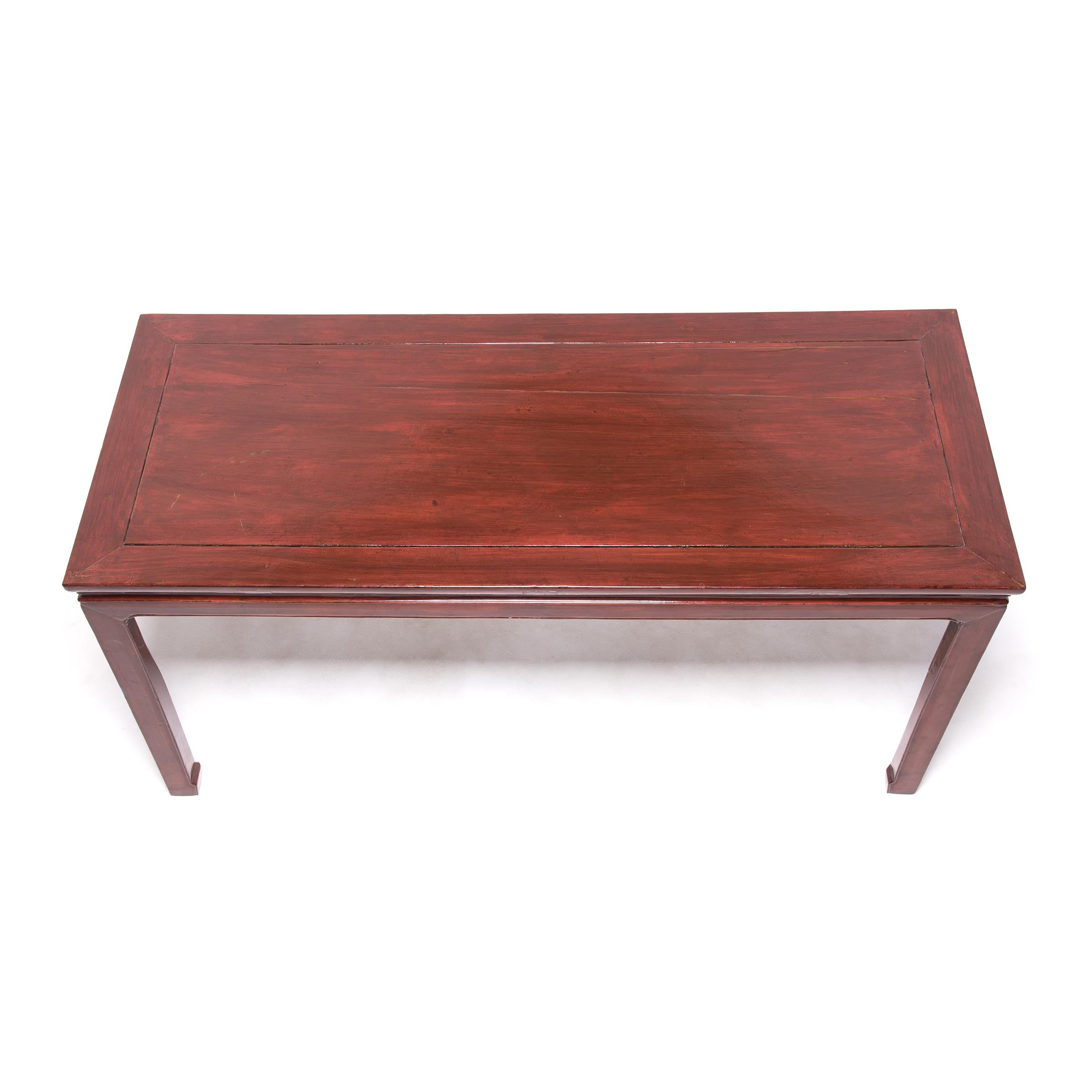 Minimalist Chinese Red Lacquer Painting Table, c. 1900 For Sale