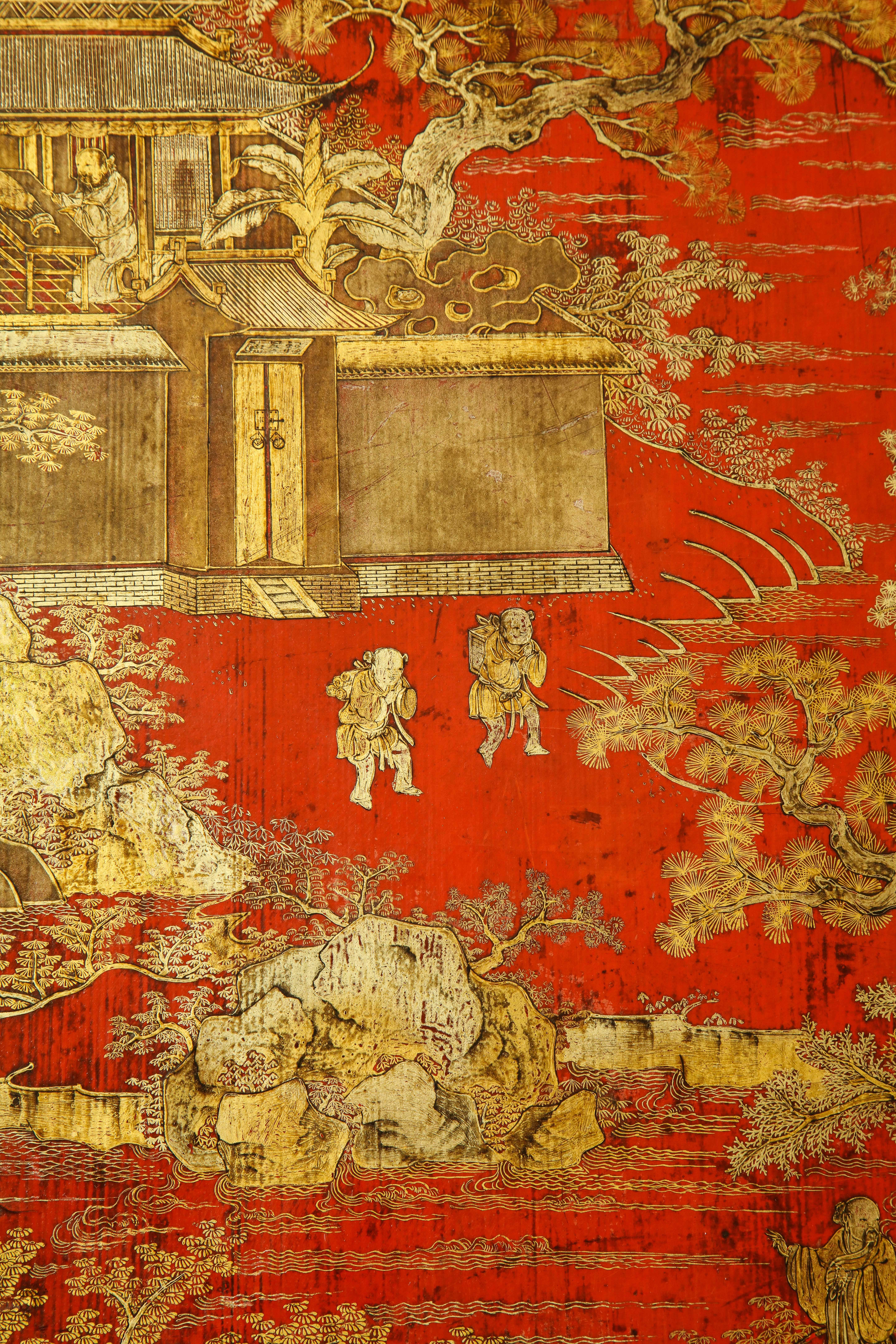 Chinese Red Lacquer Panel Coffee Table For Sale 1