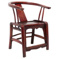 Chinese Red Lacquer Roundback Chair, c. 1850