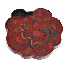 Chinesische Ruyi-Dose aus rotem Lack:: um 1900