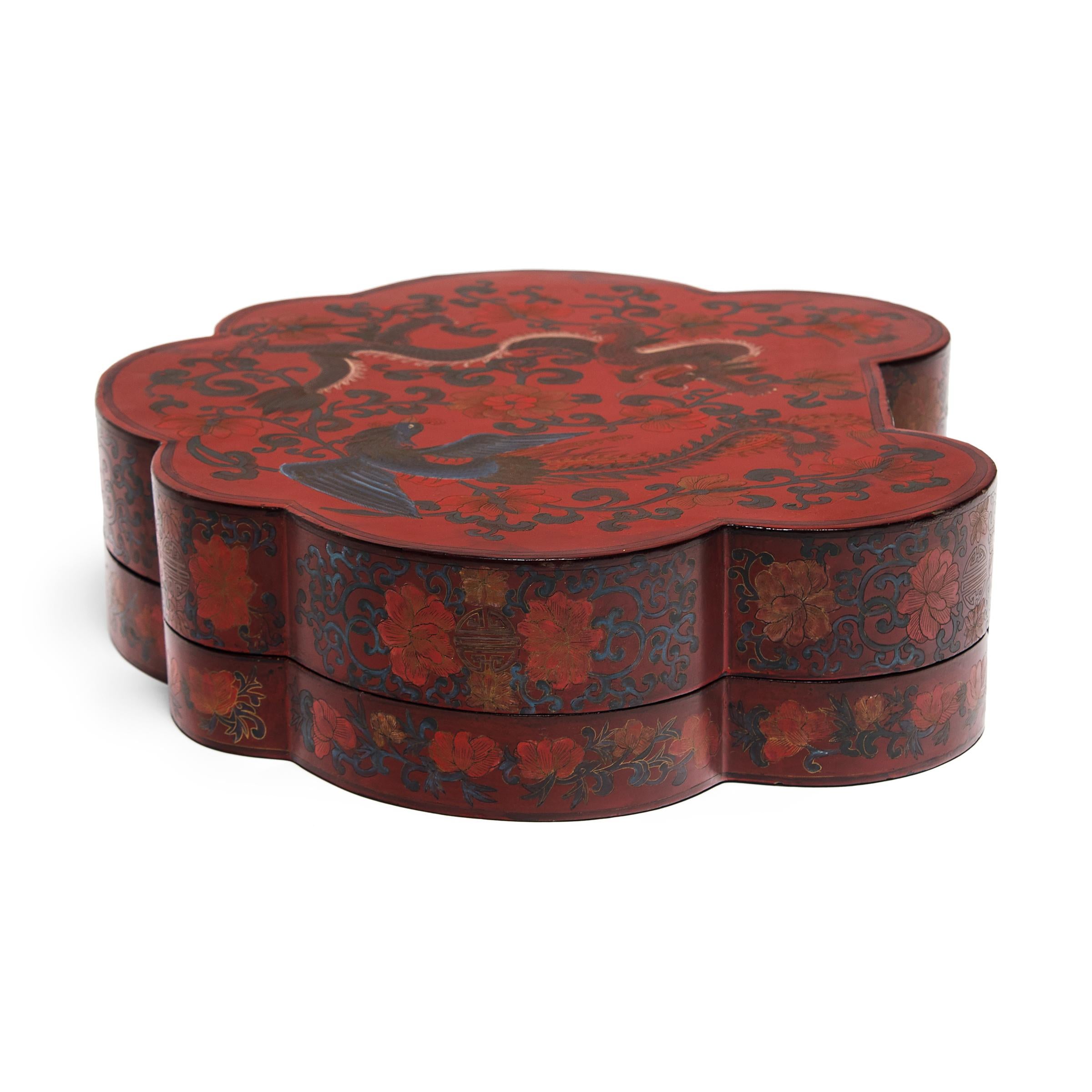 Lacquered Chinese Red Lacquer Ruyi Box, circa 1900