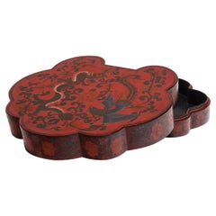 Antique Chinese Red Lacquer Ruyi Box, circa 1900