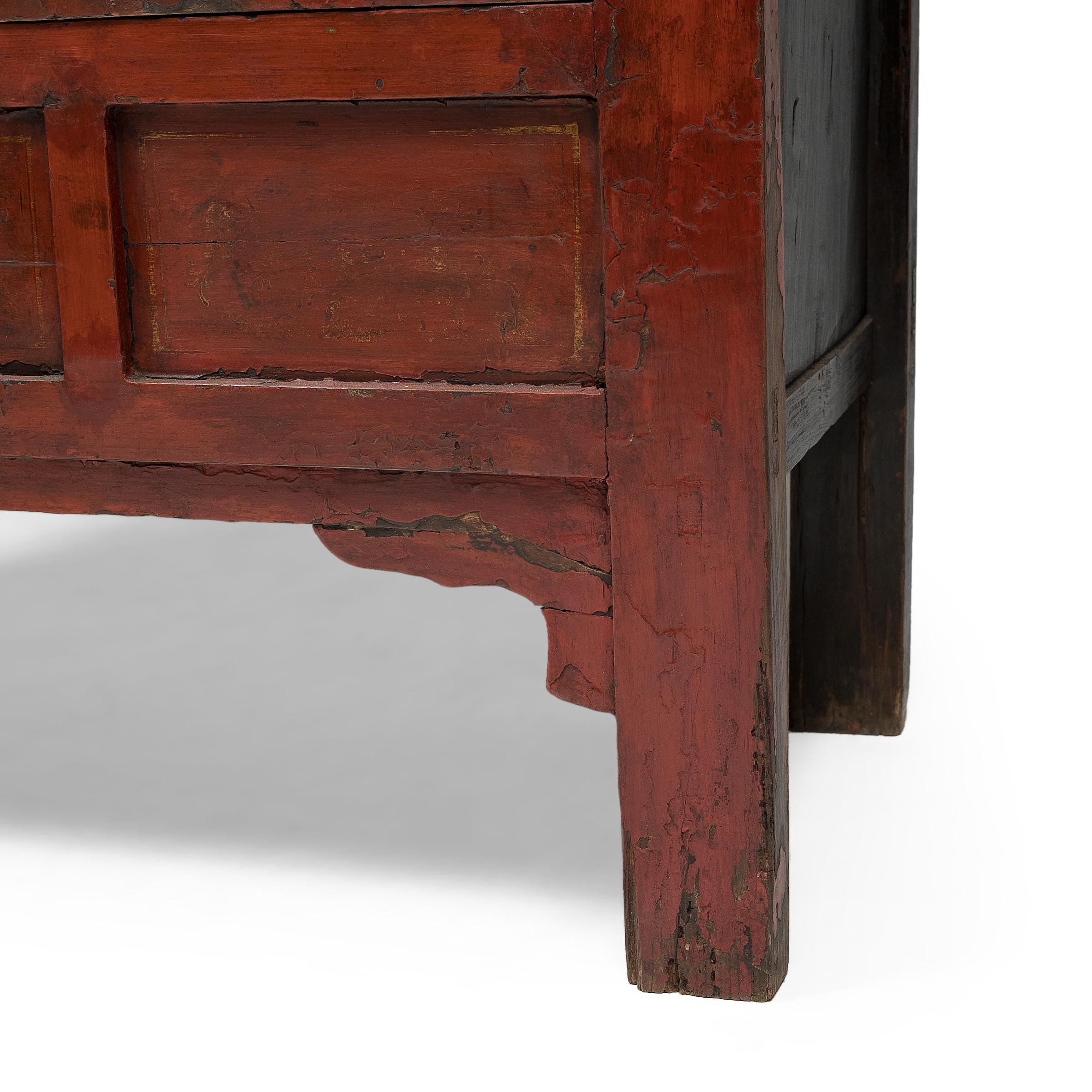 Chinese Red Lacquer Scholars' Cabinet, circa 1850 For Sale 3