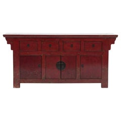 Antique Chinese Red Lacquer Sideboard