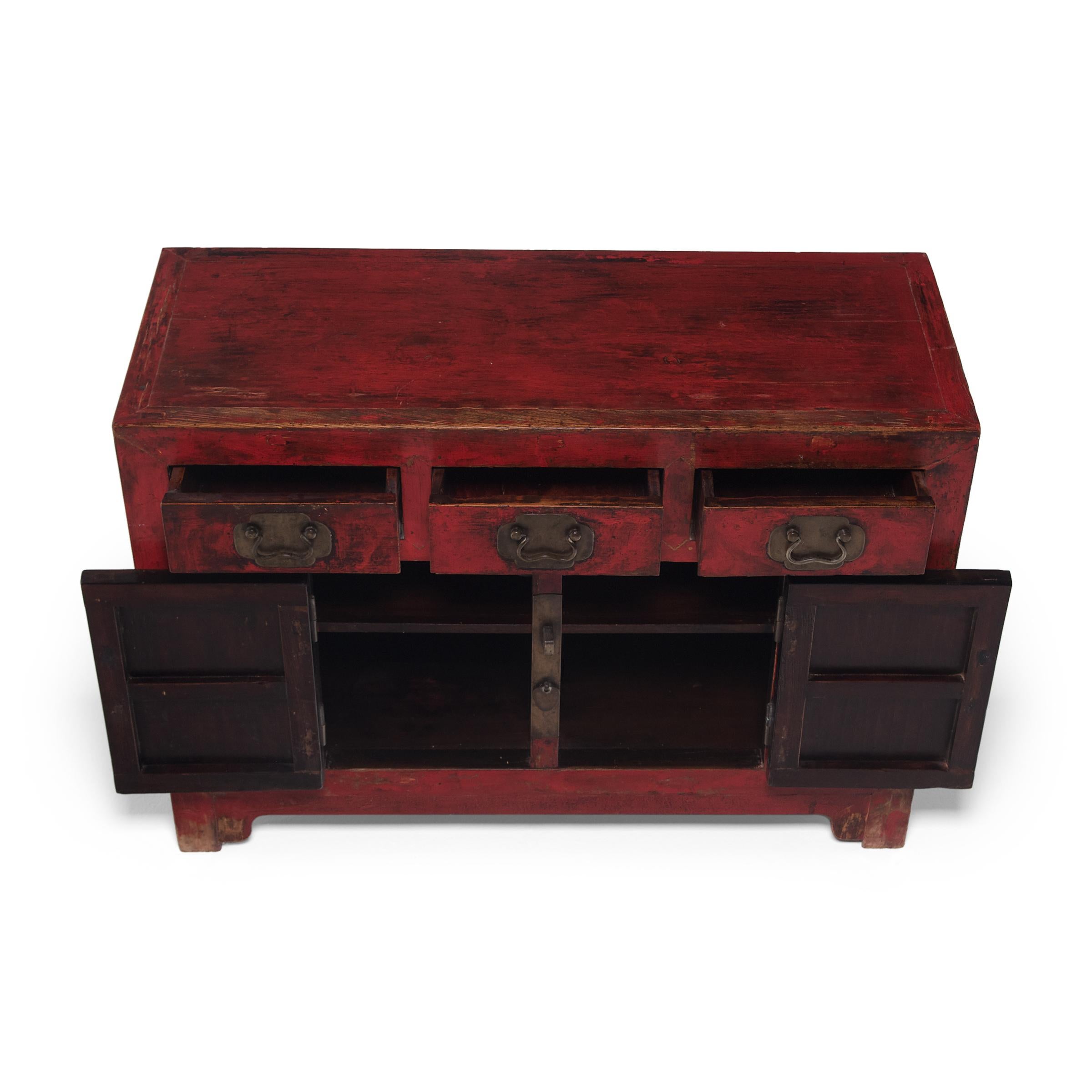 20th Century Chinese Red Lacquer Tianjin Coffer, c. 1880