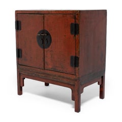 Chinese Red Lacquer Two Door Cabinet, c. 1850