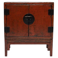 Chinese Red Lacquer Two Door Cabinet, c. 1850