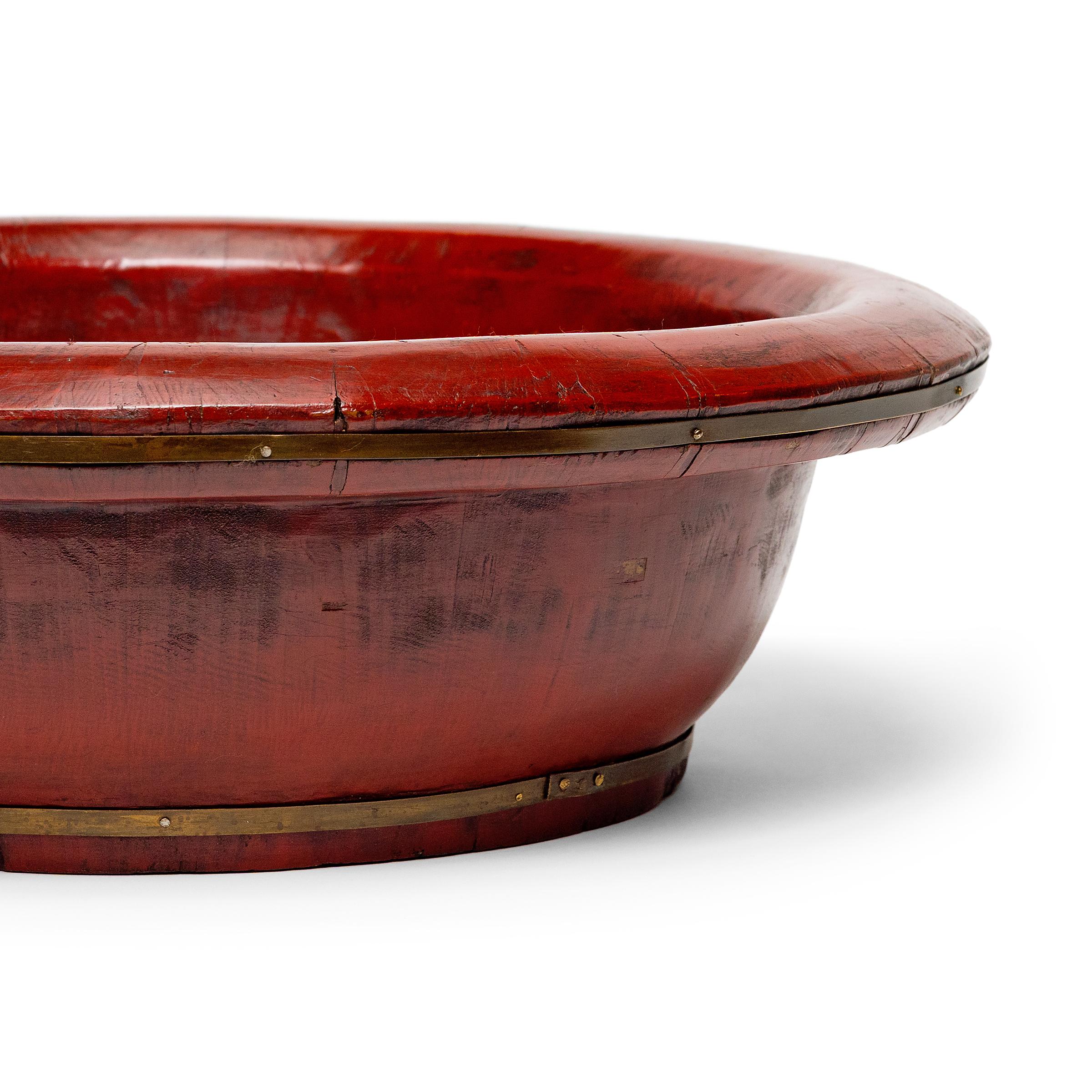Qing Chinese Red Lacquer Wash Basin, c. 1880